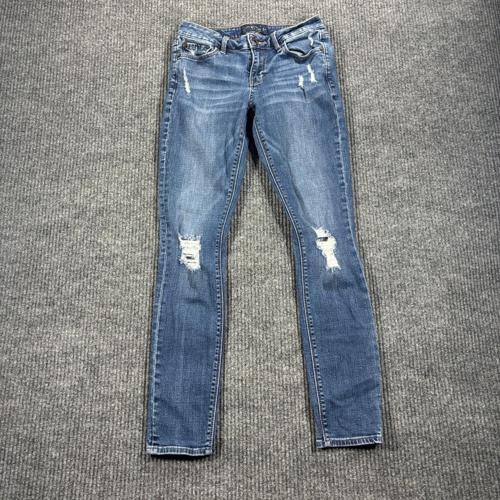 Lucky Brand Lolita Skinny Jeans Women 2/26 Blue Distressed Mid Rise Denim